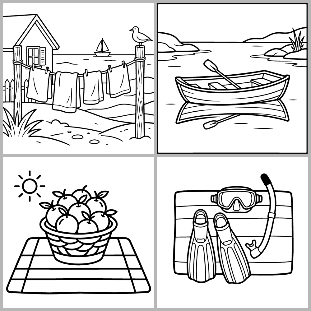 Cozy Ocean and Beach Coloring Book