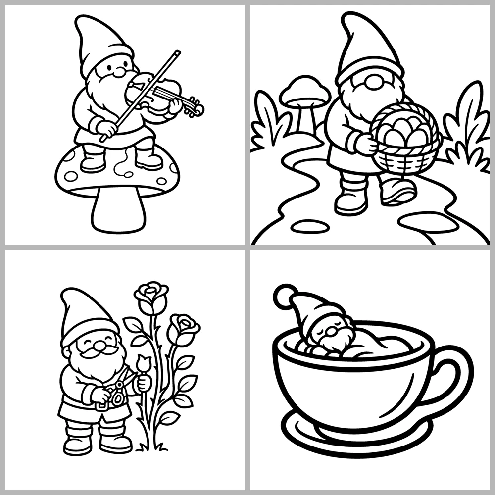 Cozy Gnomes and Little Folk Coloring Book