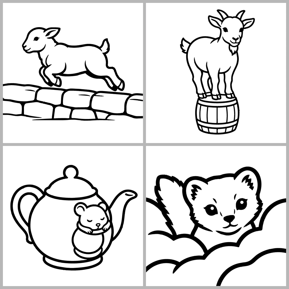 Animals Coloring Book with Bold Outlines and Simple Drawings.