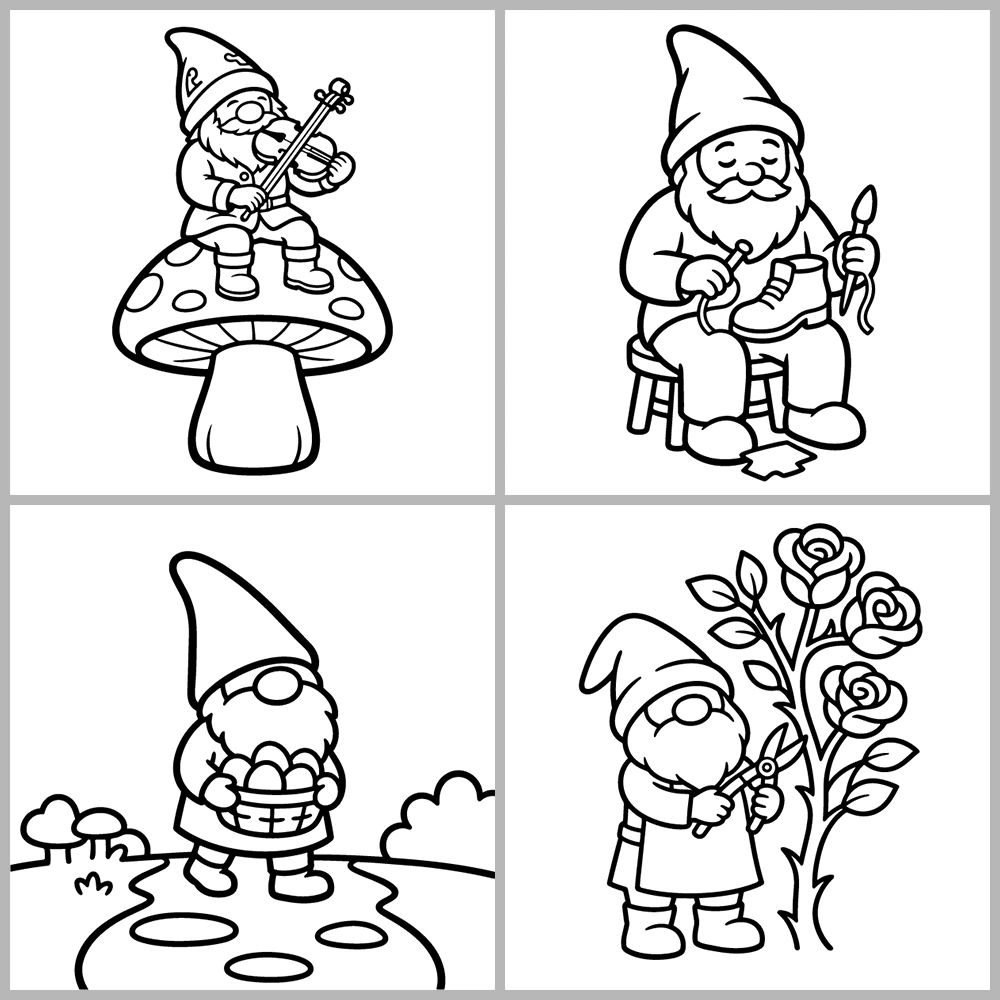 Cozy Gnomes – Little Folk Coloring Book