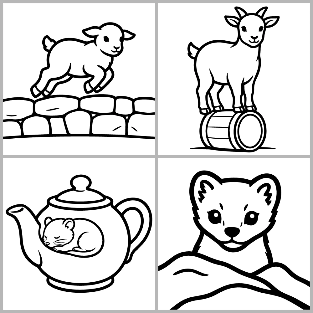 Animal Coloring Book with Bold, Simple Drawings.
