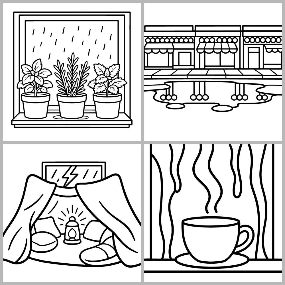 Rainy Days Coloring Book