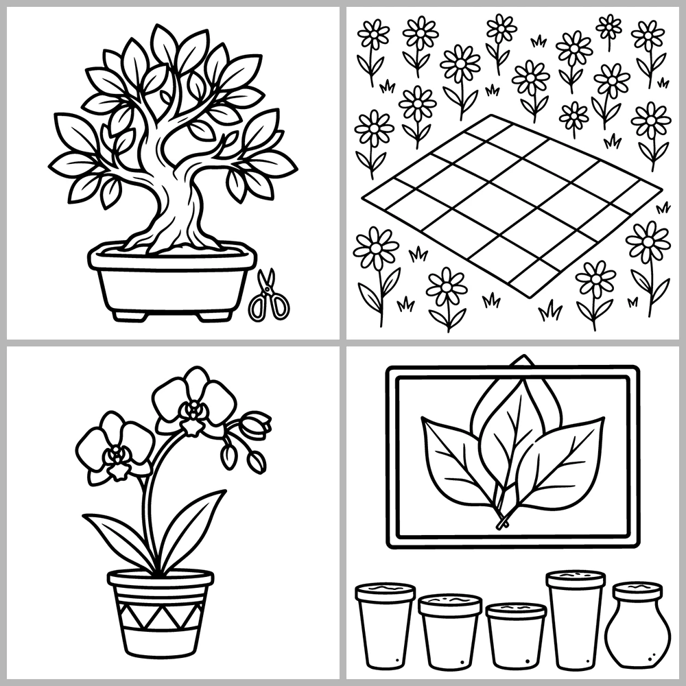 Cozy Plants and Garden Coloring Book