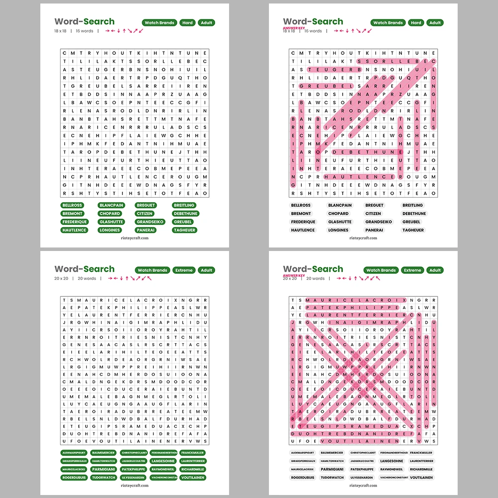 Word Search – Greek & Roman Mythology – Rivers of the World – Themes
