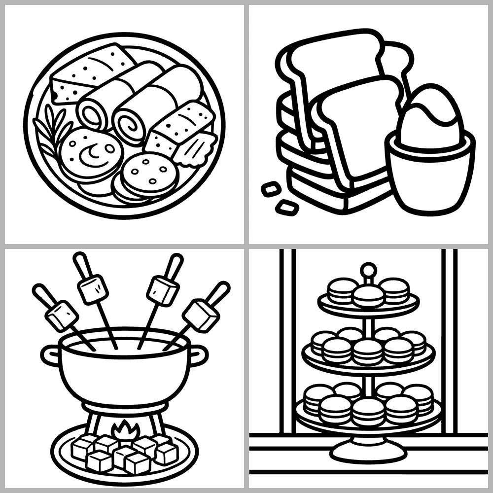 Cozy Kitchen and Food Coloring Book