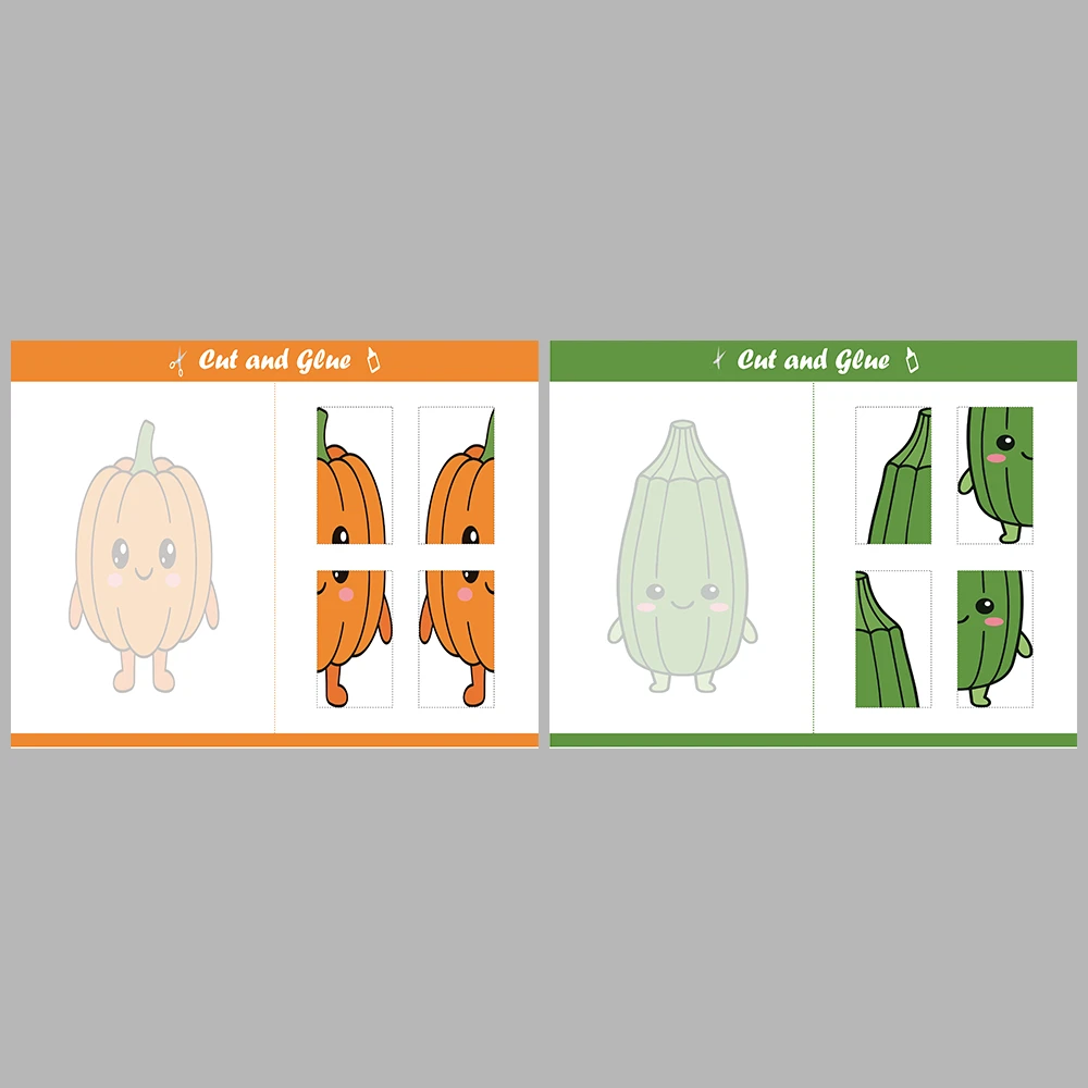 Cut and Paste Vegetables Activity Book