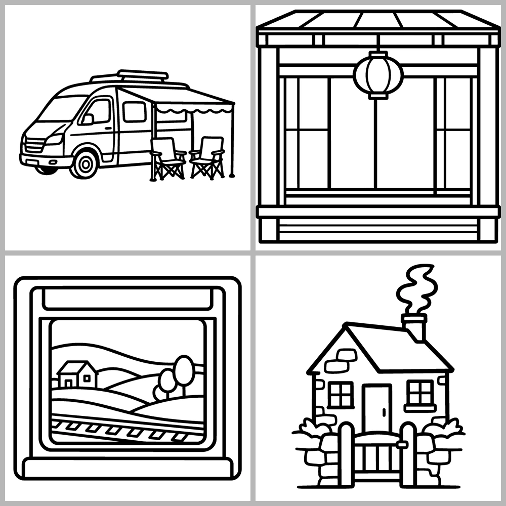 Cozy Travel – Places Coloring Book