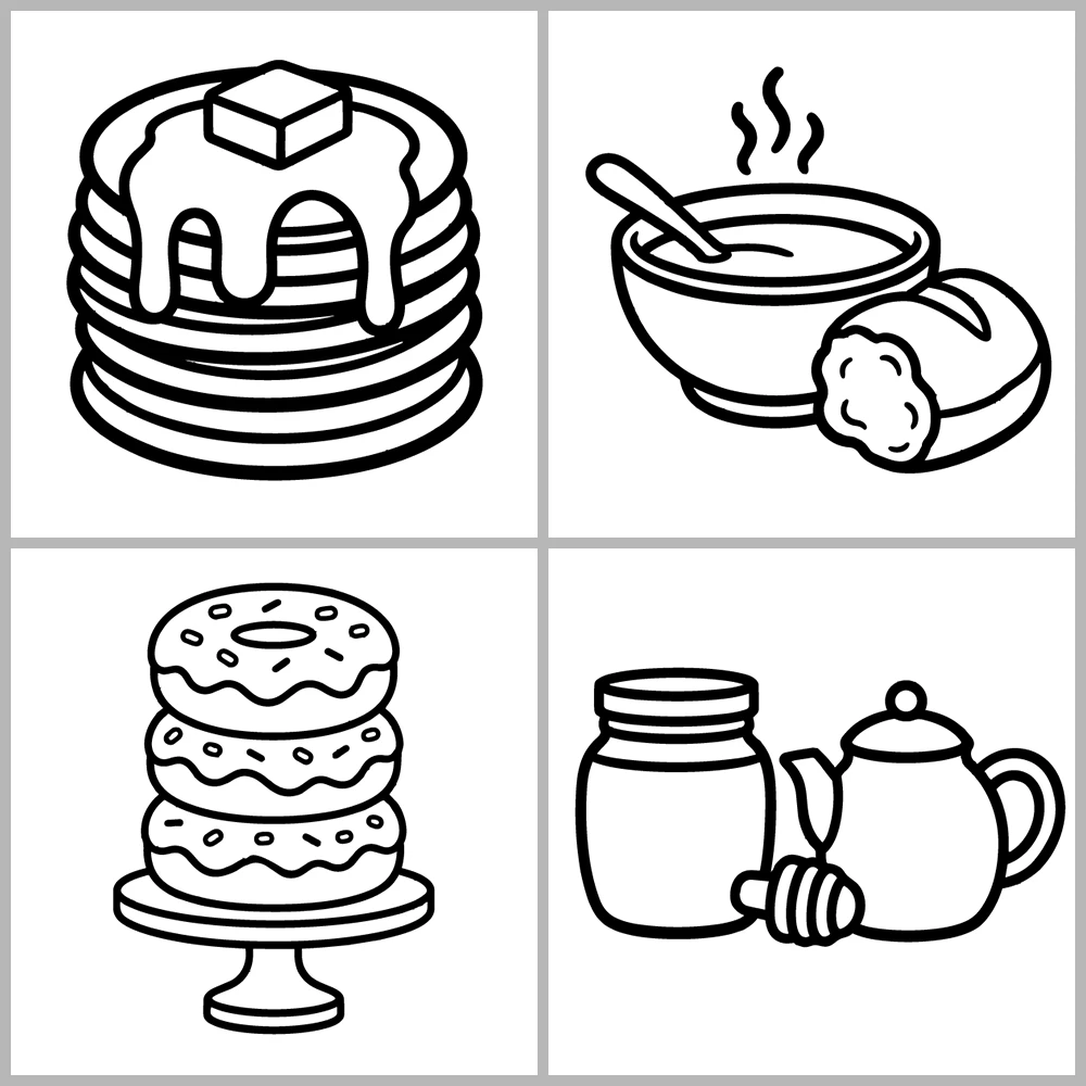 Cozy Kitchen and Food Coloring Book