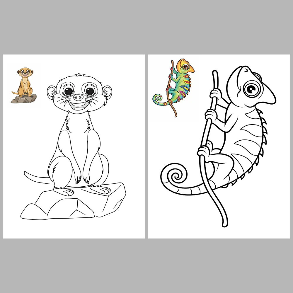 Cute Animal Coloring Pages / With Reference Image – Vol. 1