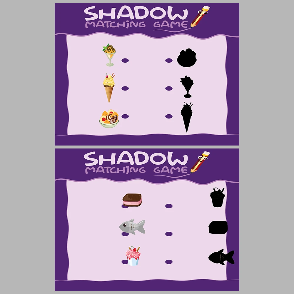 Food-Themed Shadow Matching Game Book