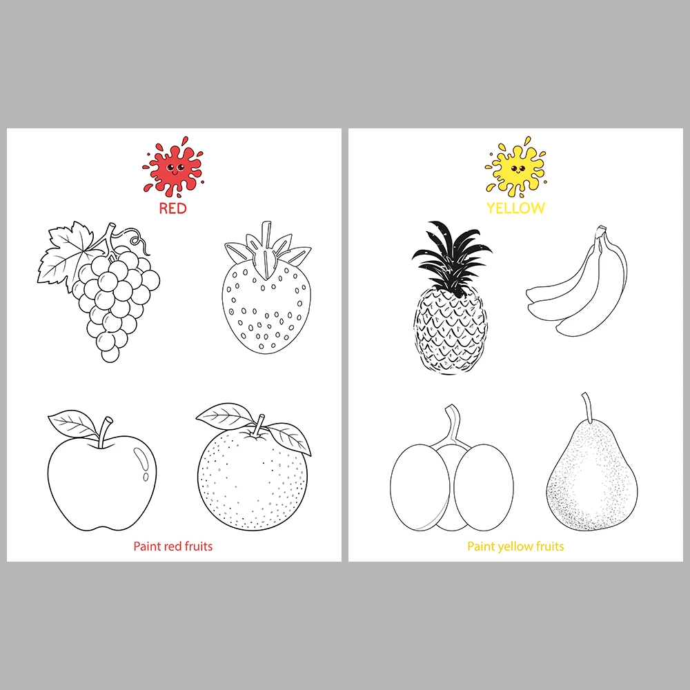 I Am Learning Colors Book – Fruit and Vegetable-Themed Coloring Activity