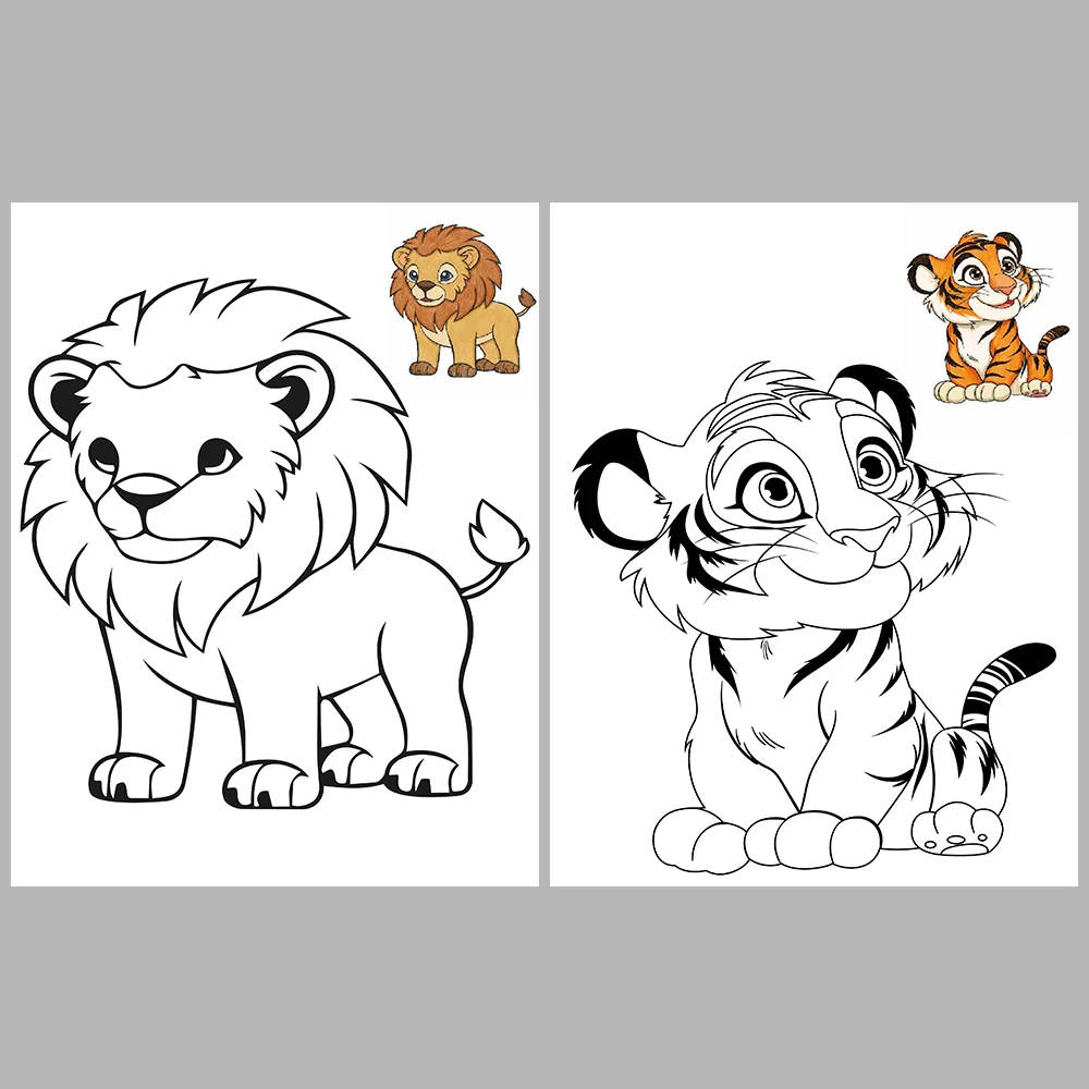 Cute Wild Animals Coloring Pages / With Reference Image
