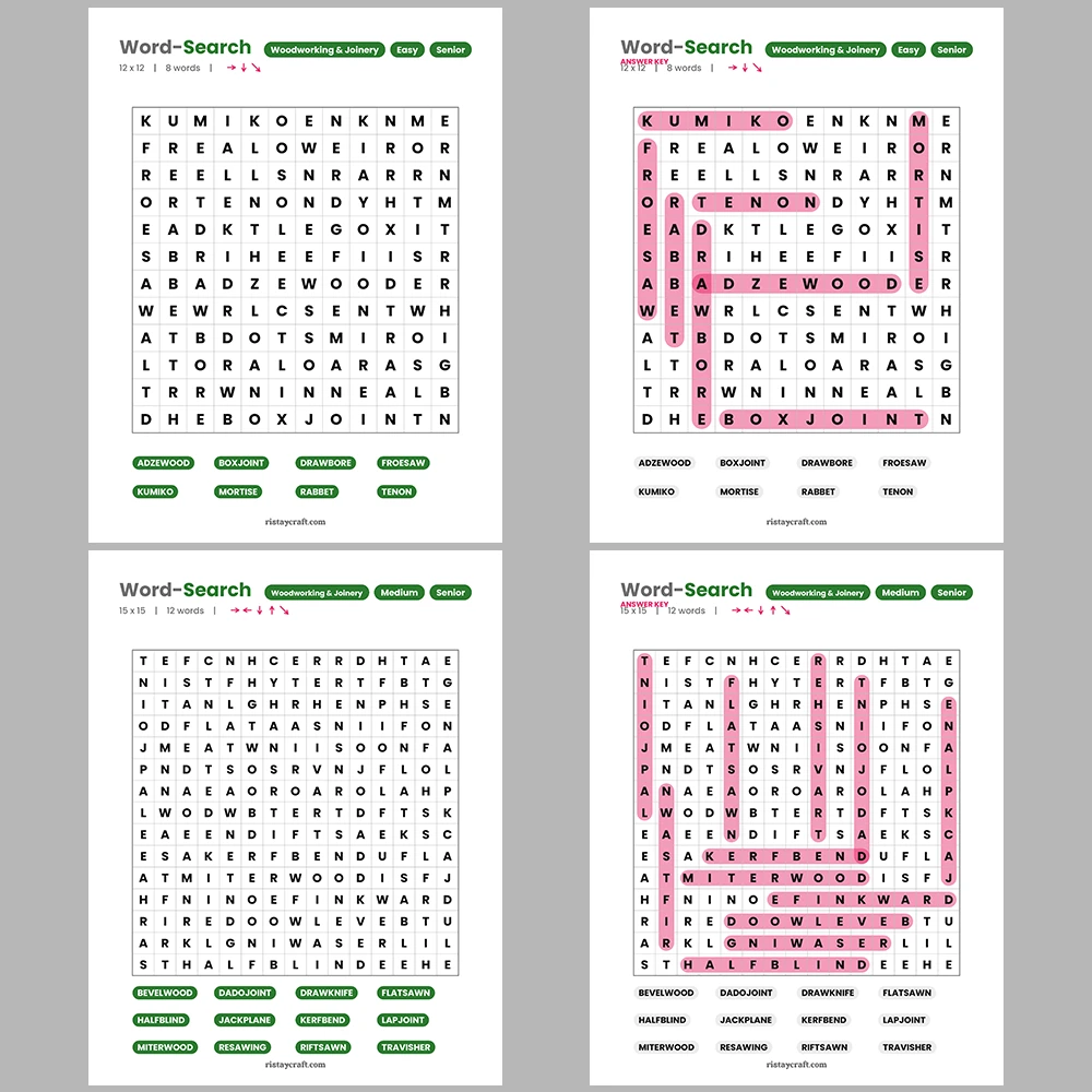 Word Puzzle – Woodworking & Joinery – Punctuation & Typography – Themes