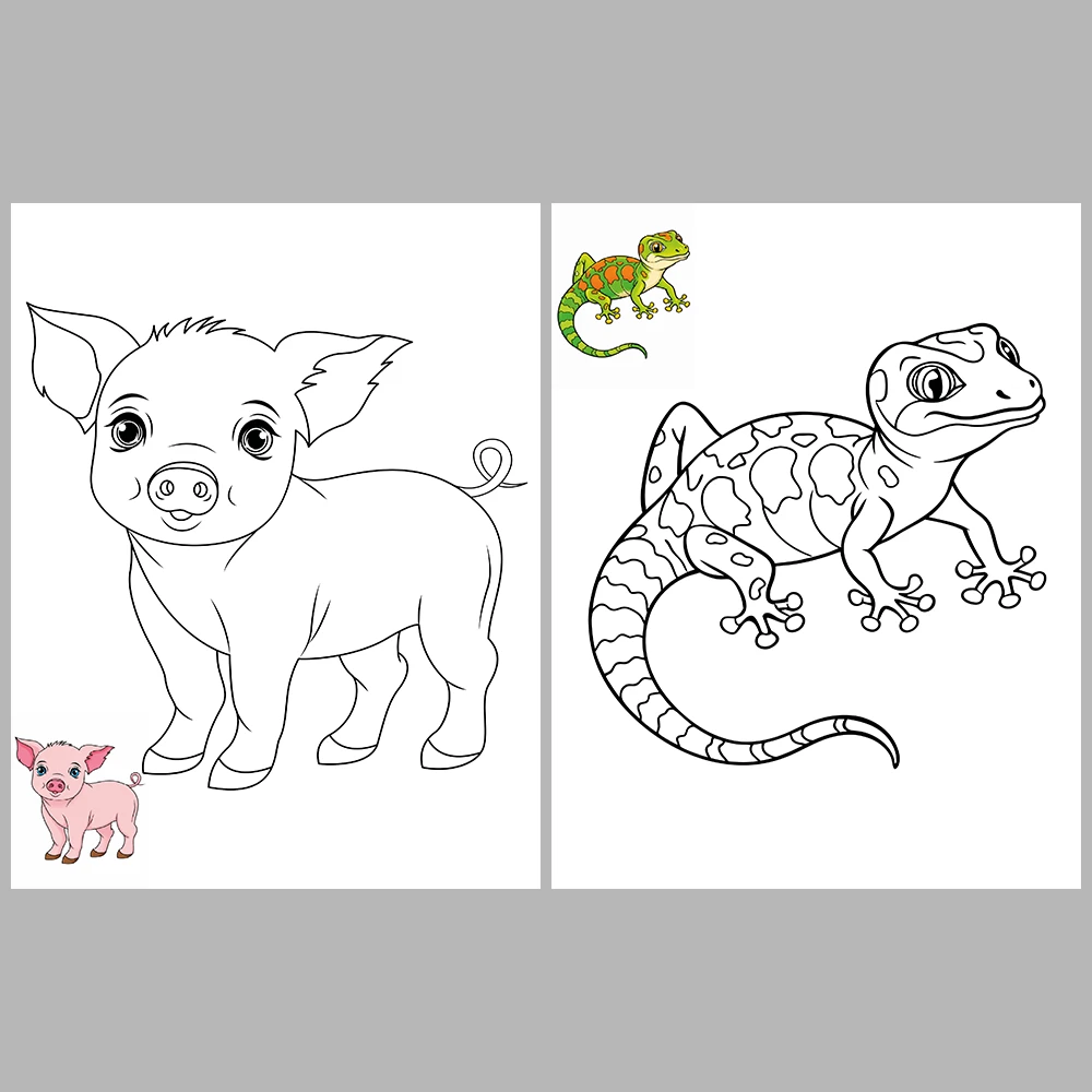 Cute Animal Coloring Pages / With Reference Image – Vol. 2