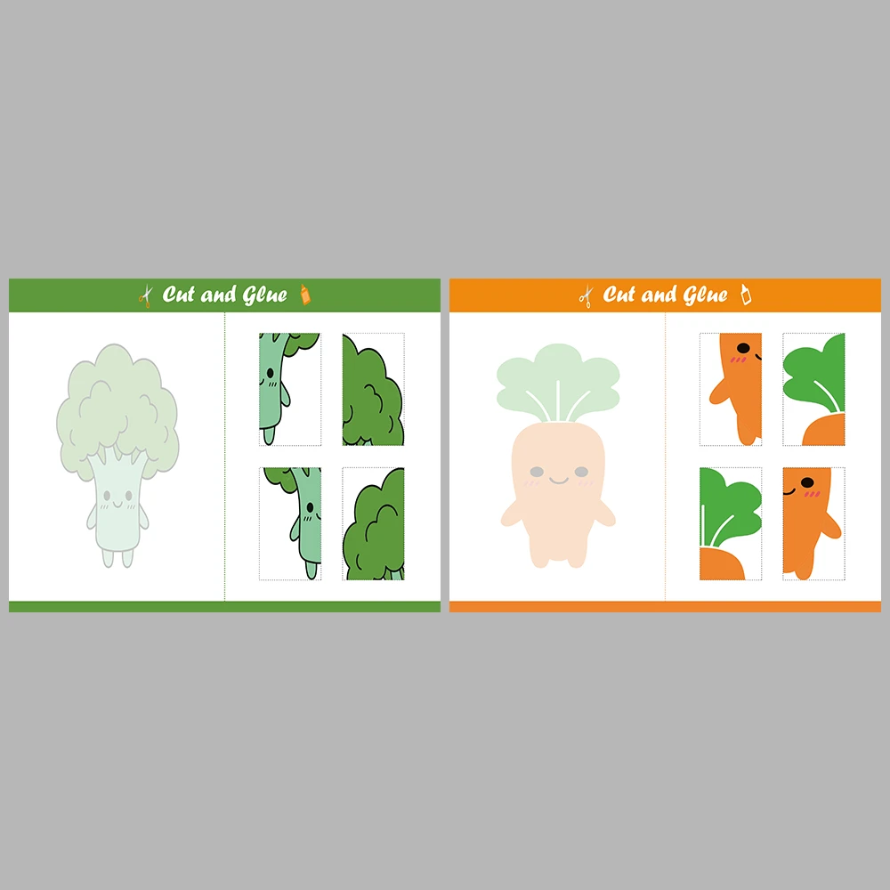 Cut and Paste Vegetables Activity Book