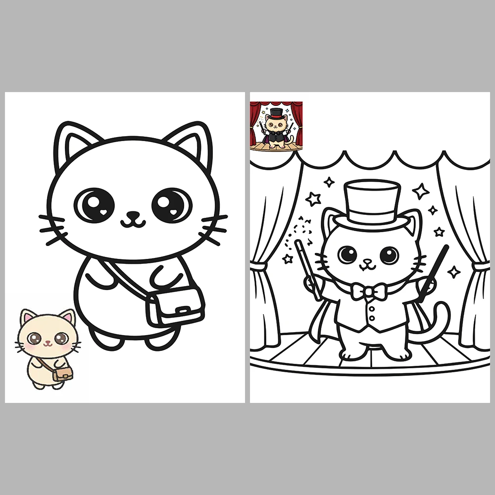 Cats at Work Coloring Pages – With Reference Images