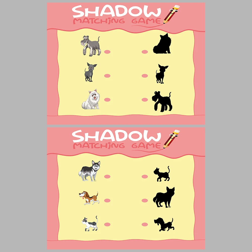 Animal-Themed Shadow Matching Game Book