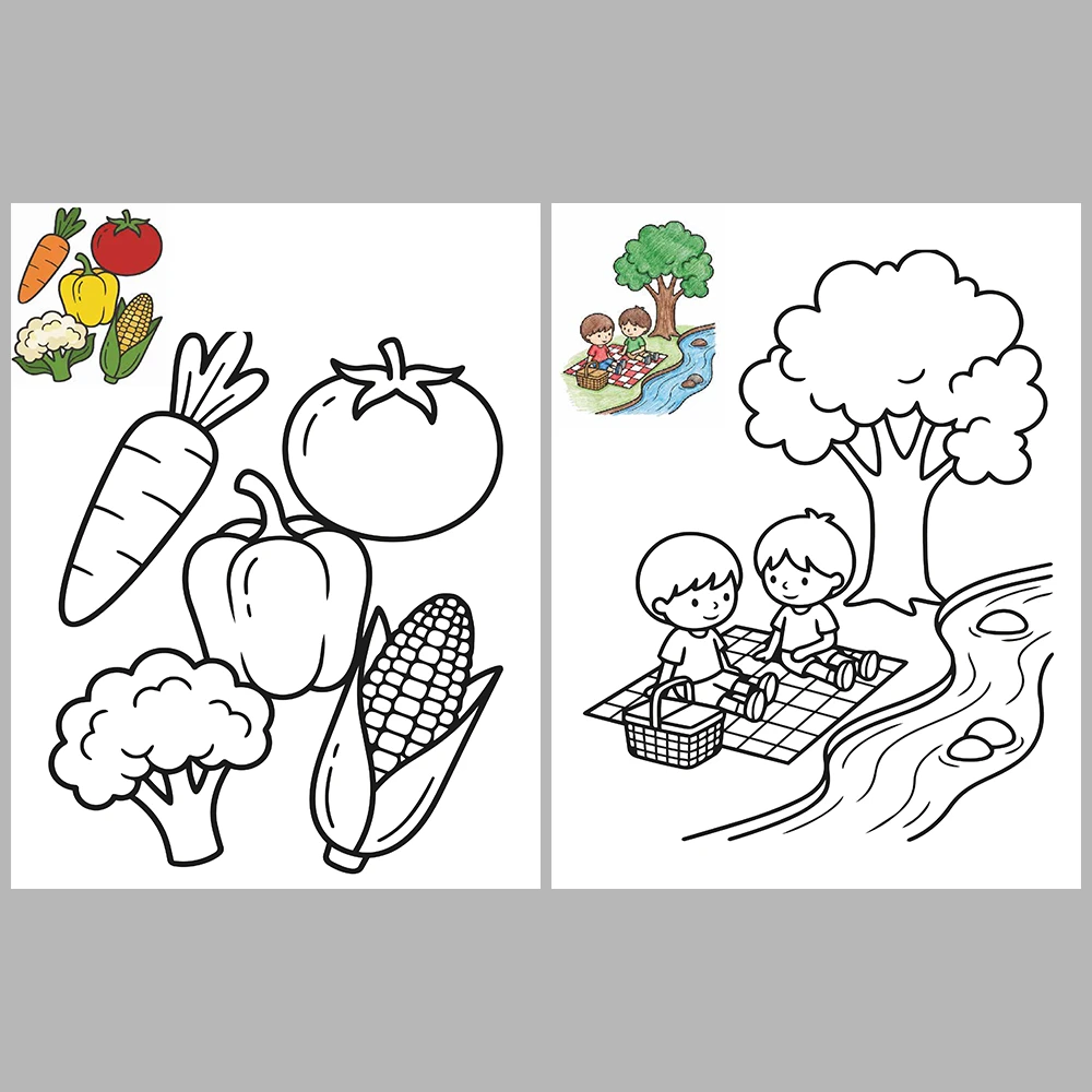 Mixed coloring pages – With Reference Images.