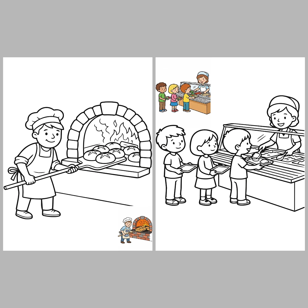 Professions Coloring Book with Cute Cartoon Characters