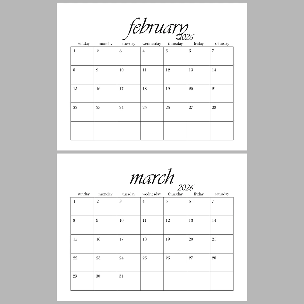2026 Monthly Calendar