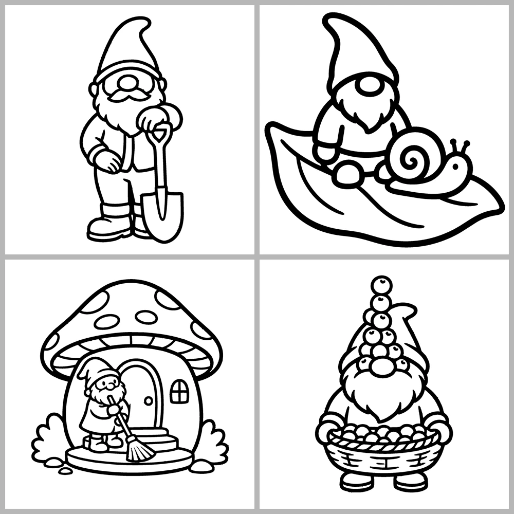 Cozy Gnomes and Little Folk Coloring Book