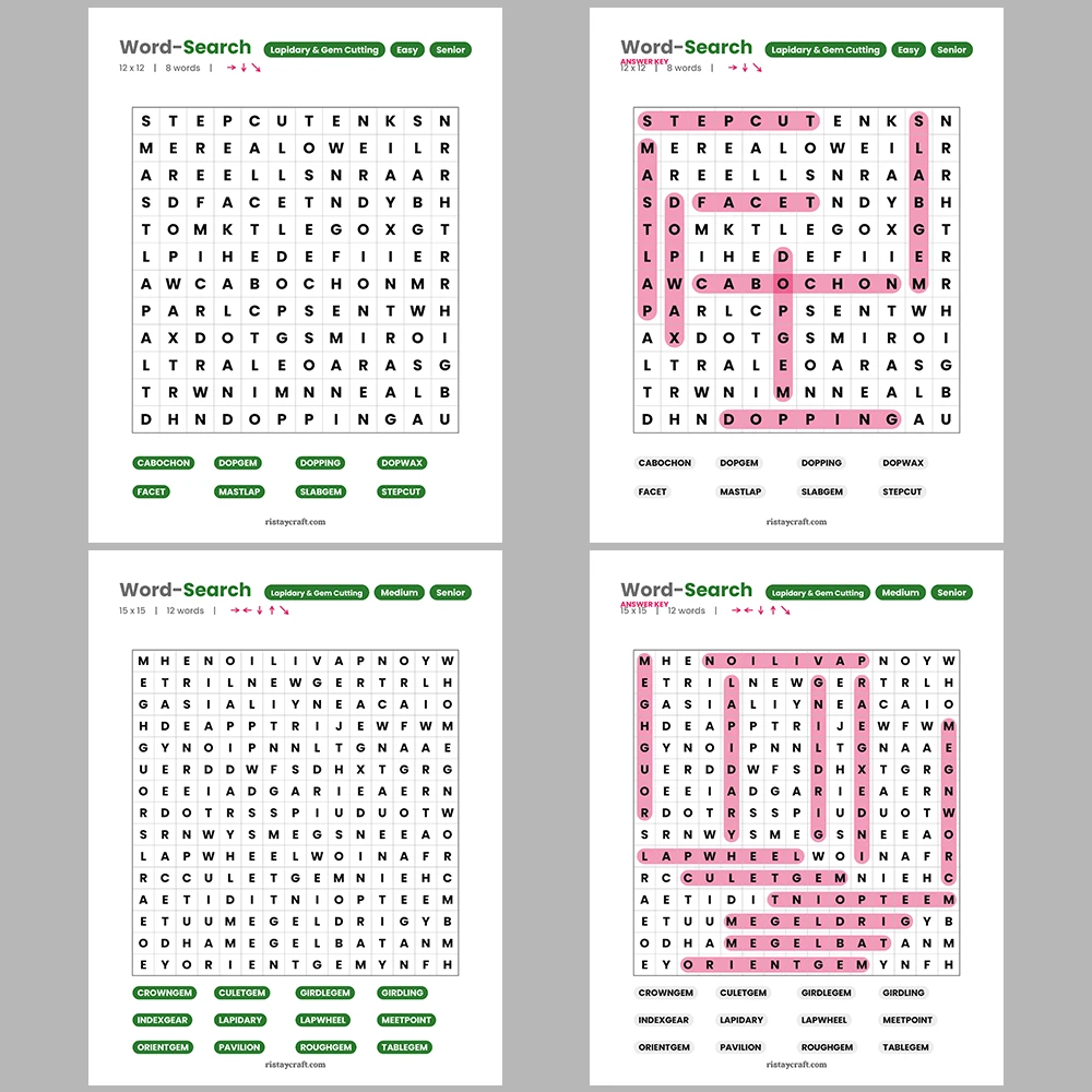 Word Puzzle – Lapidary & Gem Cutting – Economists – Themes