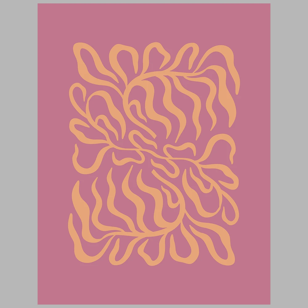 orange, pink, and purple posters