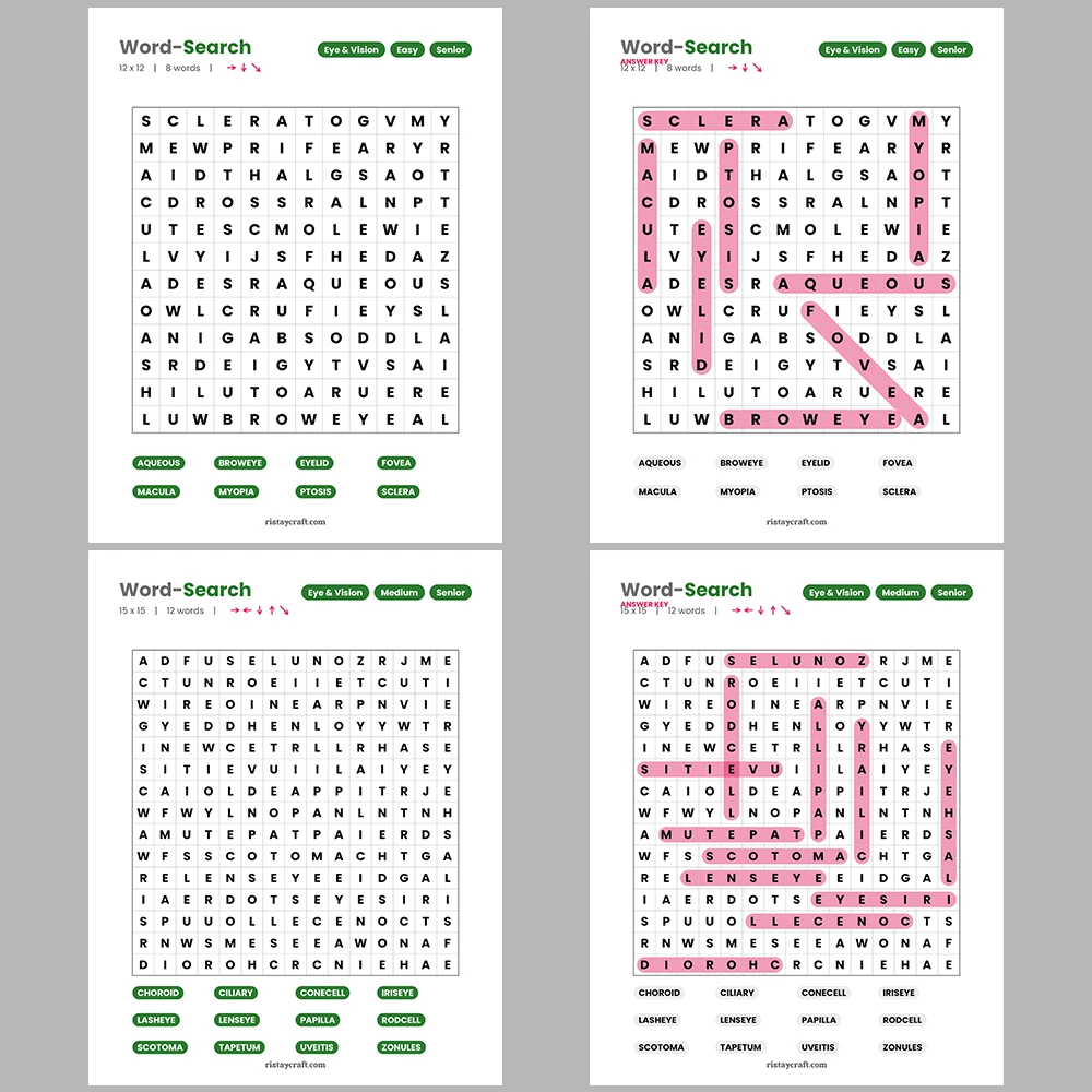 Word Puzzle – Eye & Vision – Trees of the World – Themes – Vol. 2