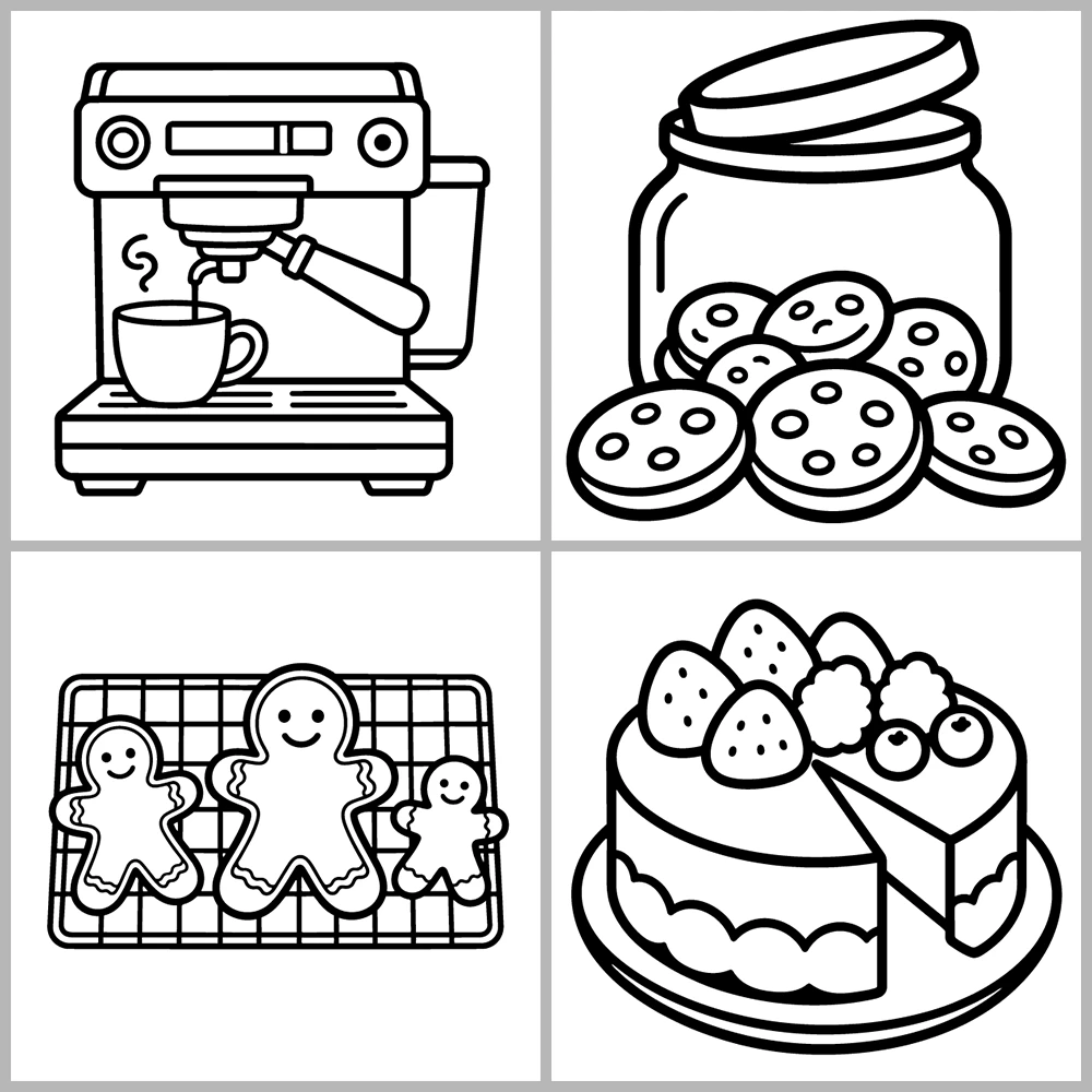 Cozy Desserts – Bakery Coloring Book