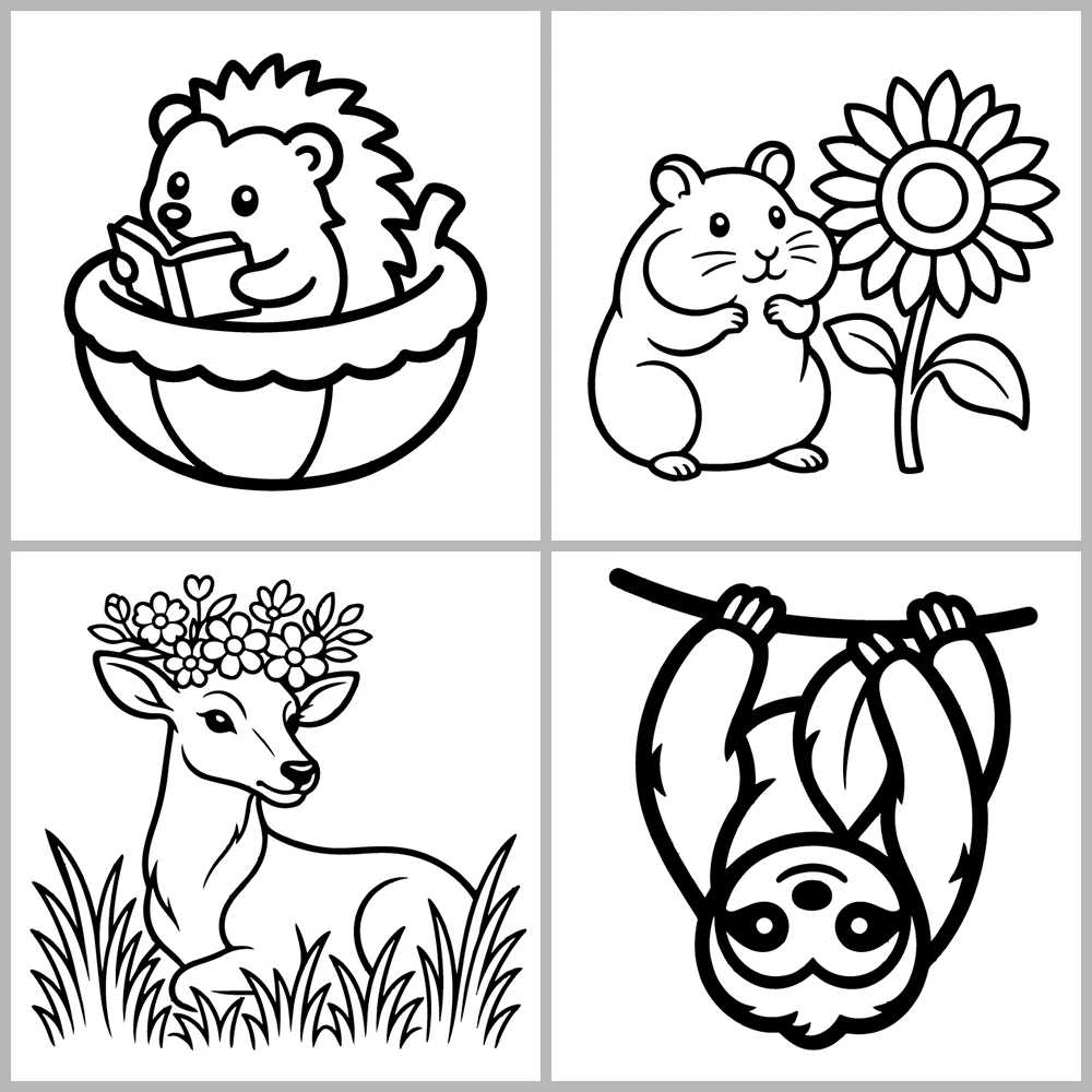 Animal Coloring Book with Bold, Simple Drawings.