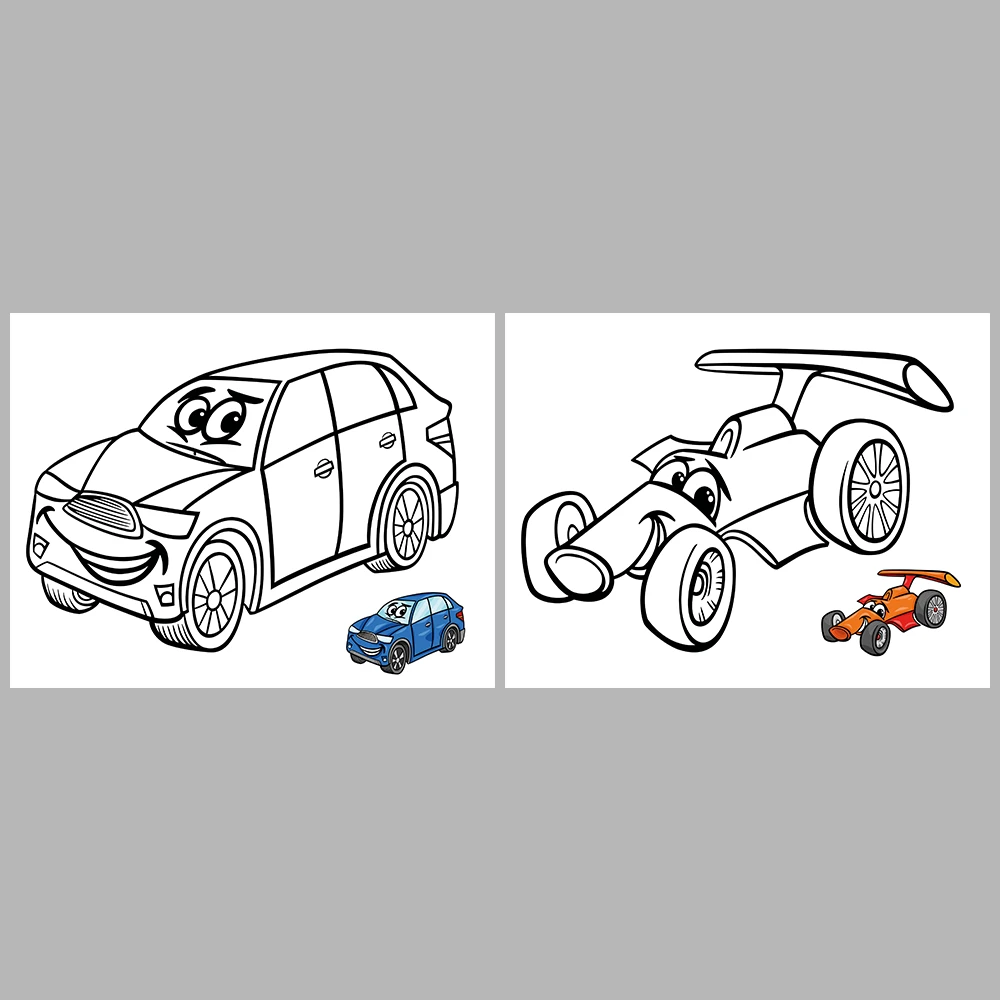 Cute Vehicles Coloring Pages / With Reference Image