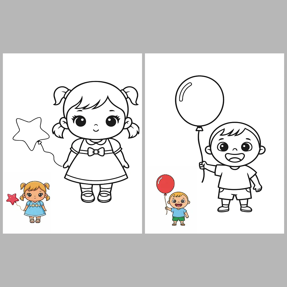 Mixed Coloring Pages for Kids – With Reference Images