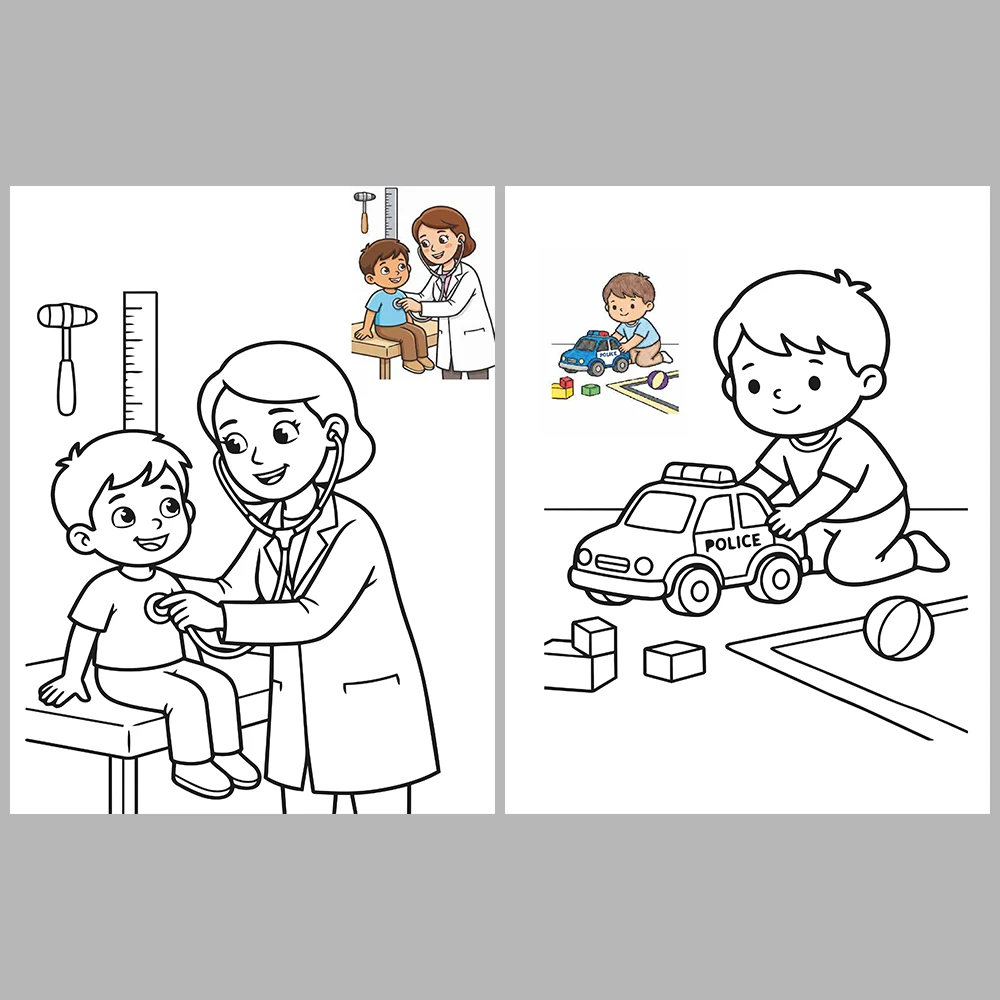 Mixed coloring pages for children aged 3/5 – With reference images (Vol. 3)