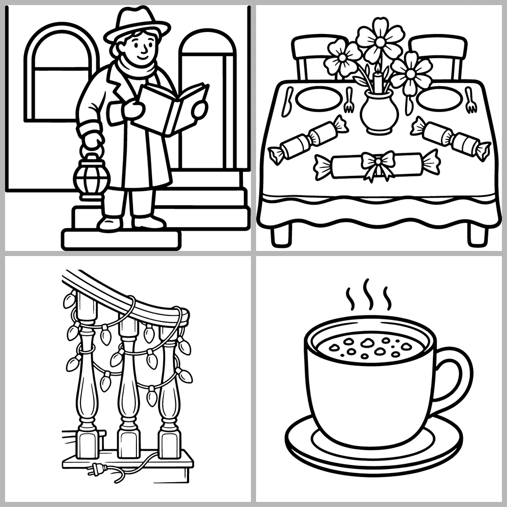 Cozy Christmas and Holidays Coloring Book