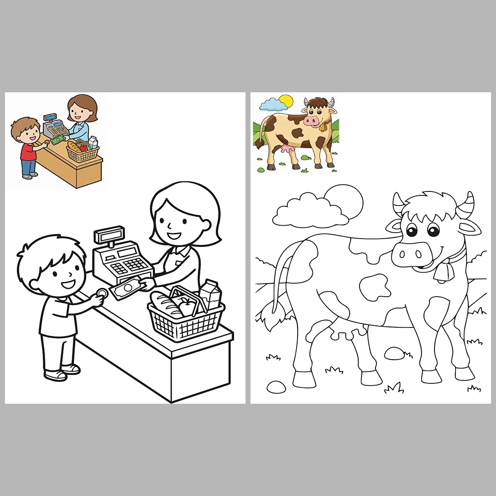 Mixed coloring pages for children aged 3/5 – With reference images (Vol. 4)