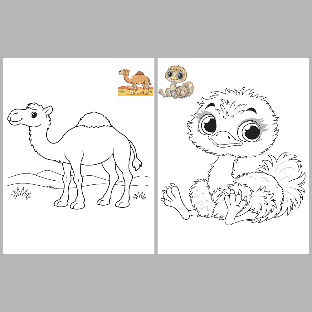Cute Animal Coloring Pages / With Reference Image – Vol. 1