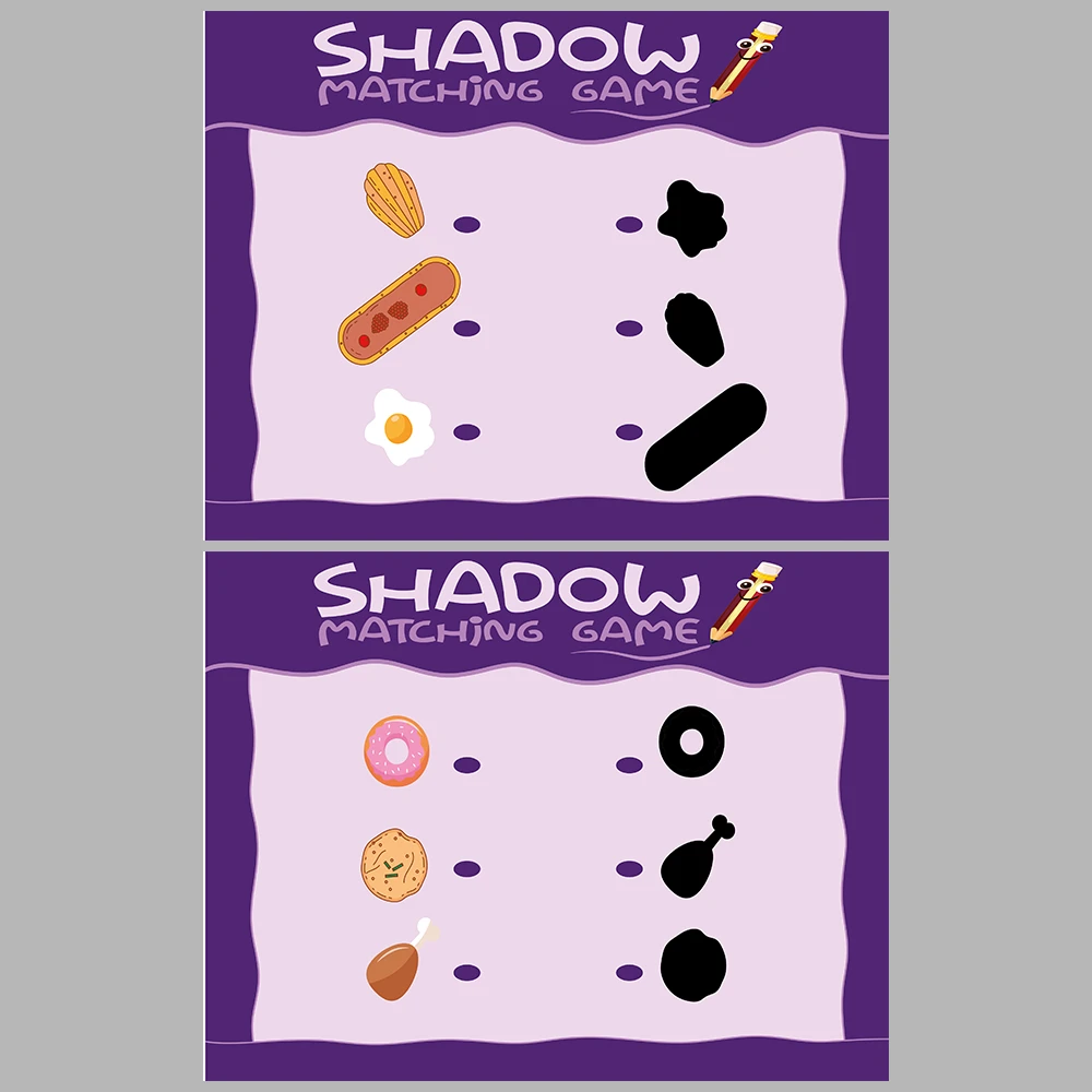 Food-Themed Shadow Matching Game Book