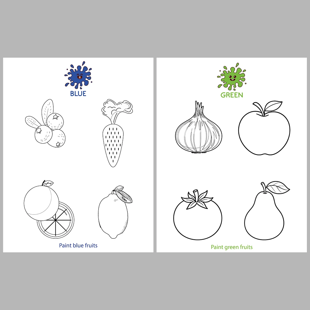 I Am Learning Colors Book – Fruit and Vegetable-Themed Coloring Activity
