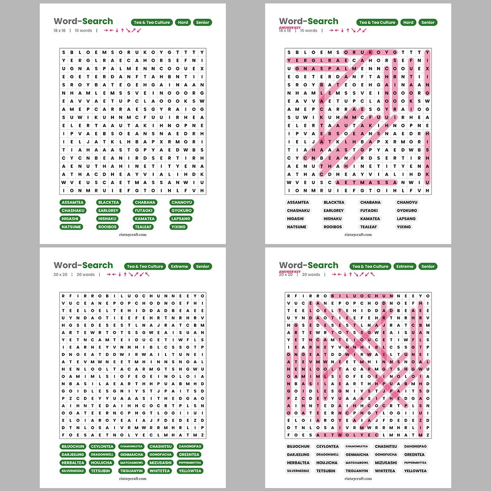 Word Puzzle – Tea & Tea Culture – Teeth & Dentistry – Themes