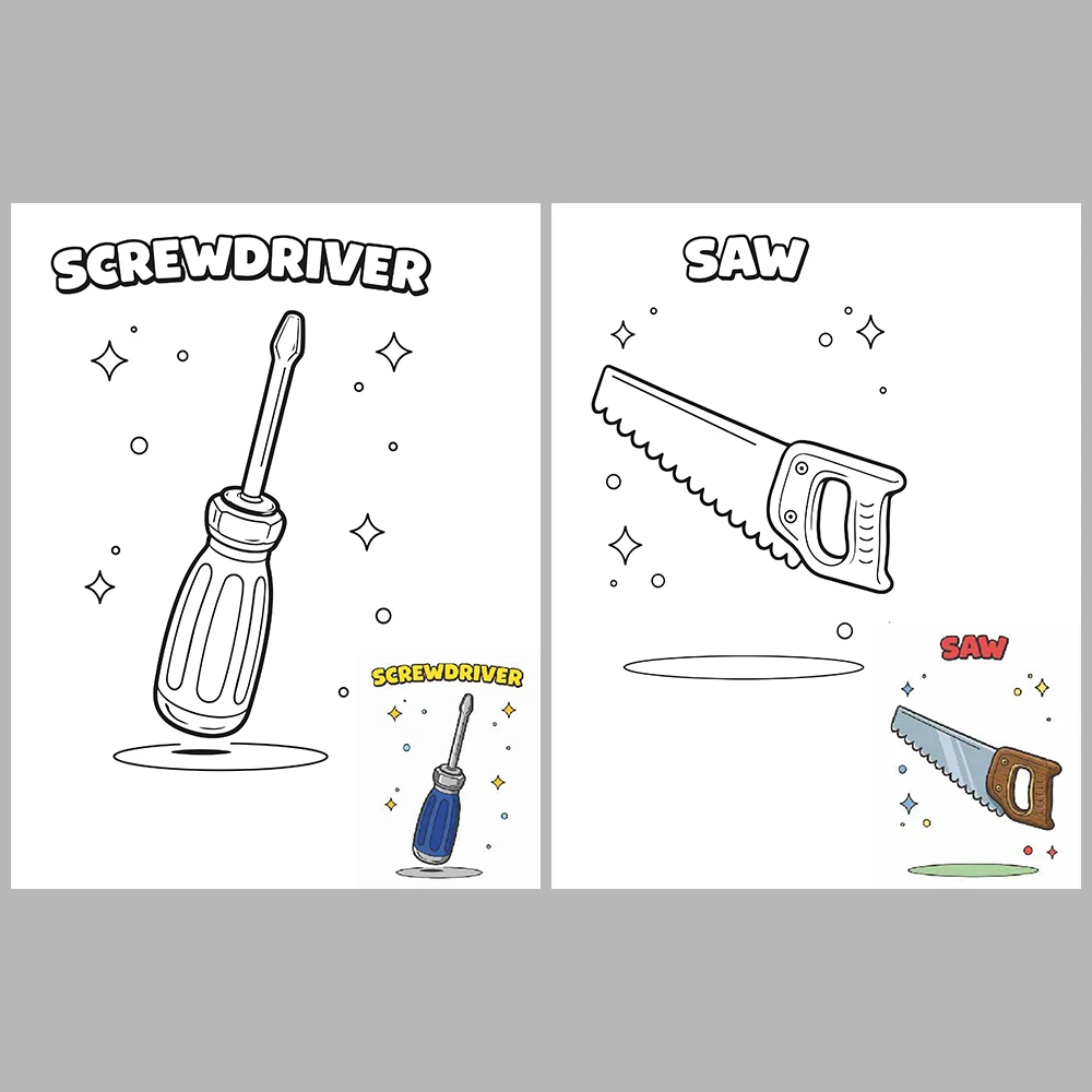 Carpenter Tools Coloring Pages / With Reference Image