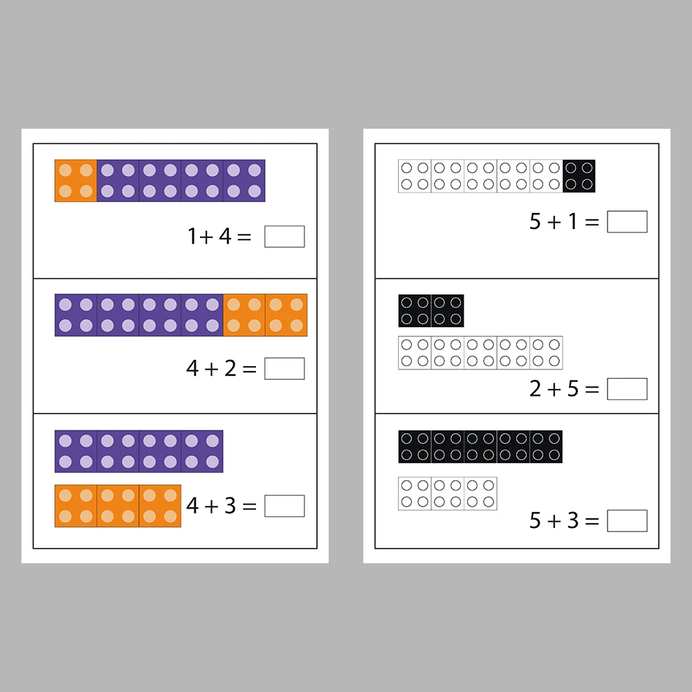 Addition Activity Sheets Using Cubes