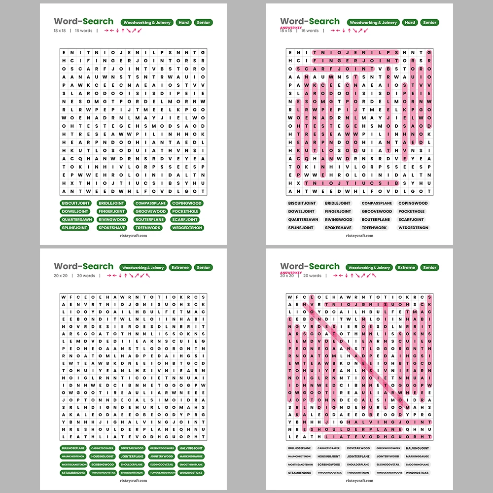 Word Puzzle – Woodworking & Joinery – Punctuation & Typography – Themes