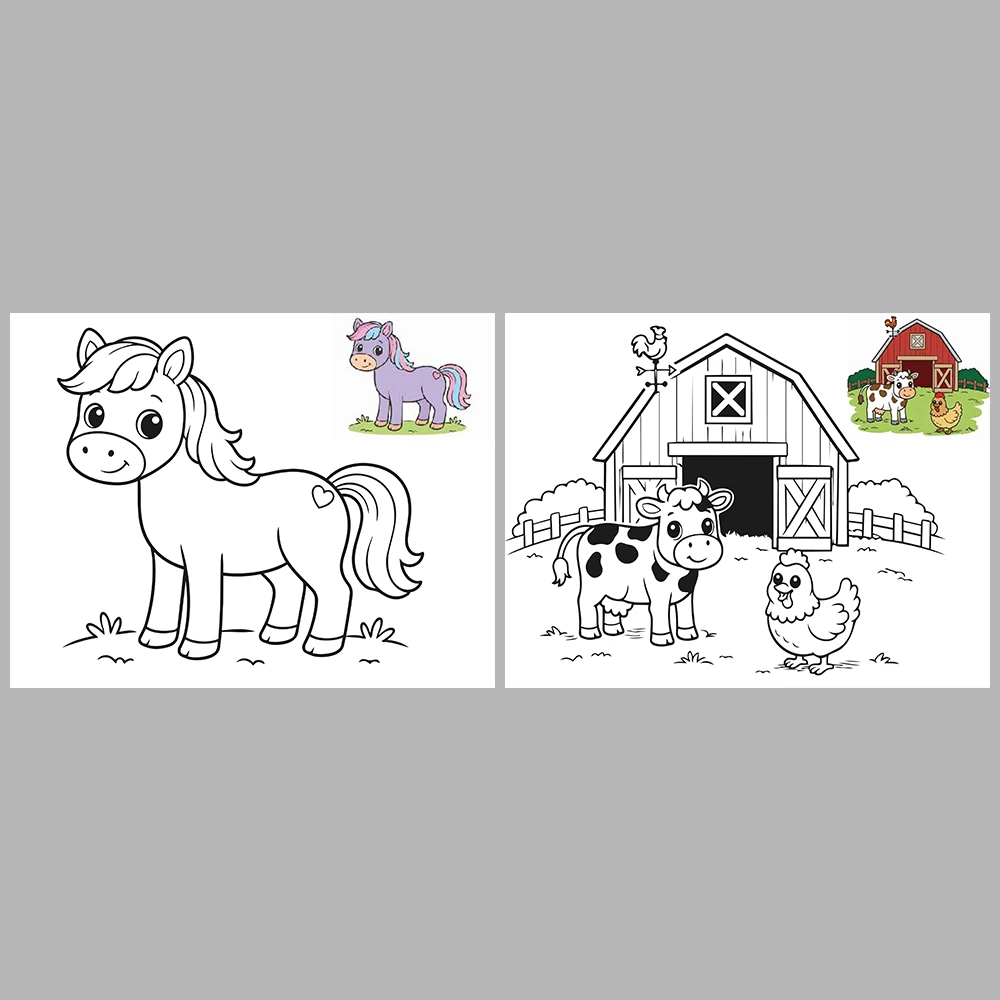 Farm Animals Coloring Pages / With Reference Image