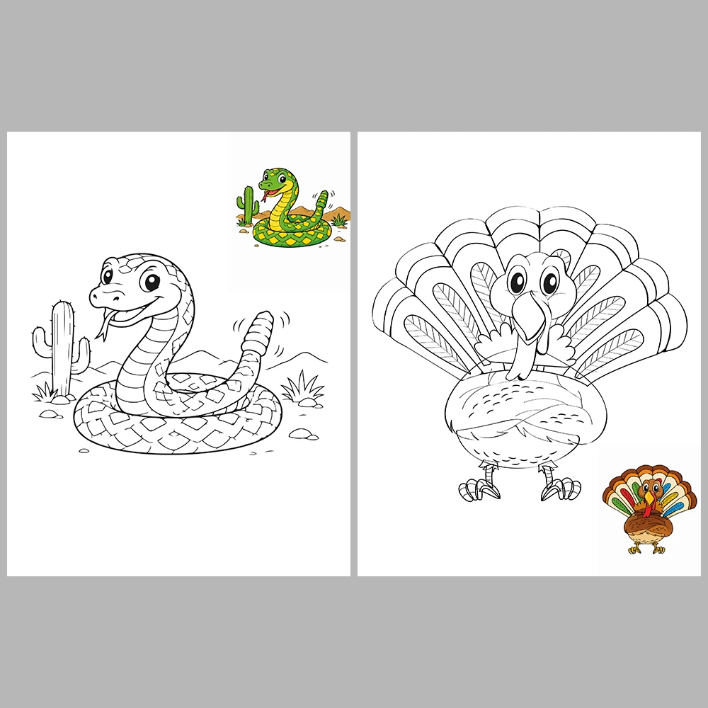 Cute Animal Coloring Pages / With Reference Image – Vol. 2