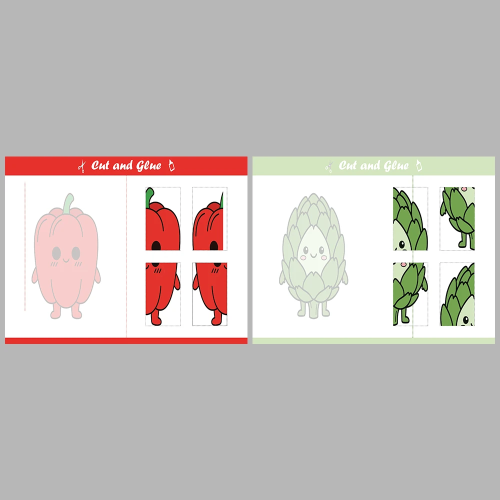 Cut and Paste Vegetables Activity Book
