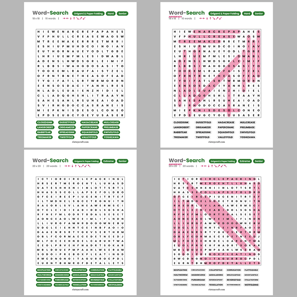 Word Puzzle – Origami & Paper Folding – Philosophers & Thinkers – Themes