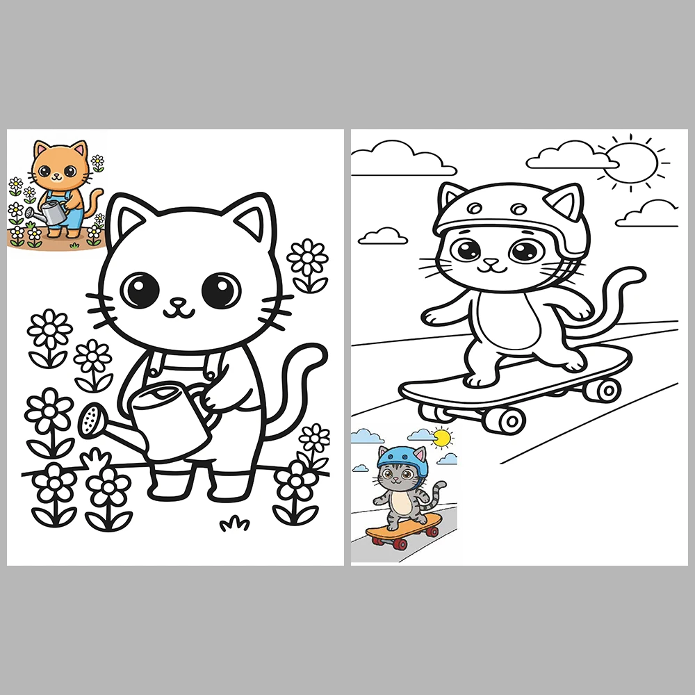 Cats at Work Coloring Pages – With Reference Images