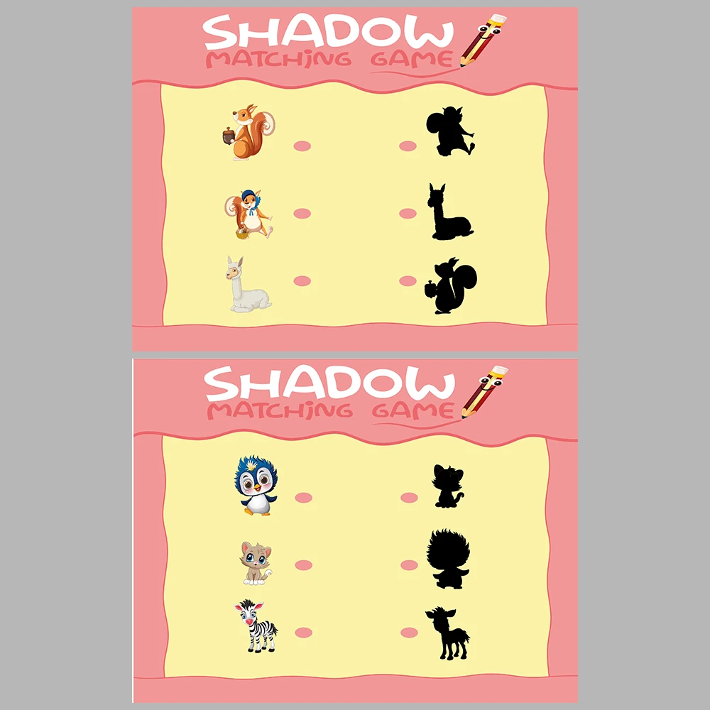 Animal-Themed Shadow Matching Game Book
