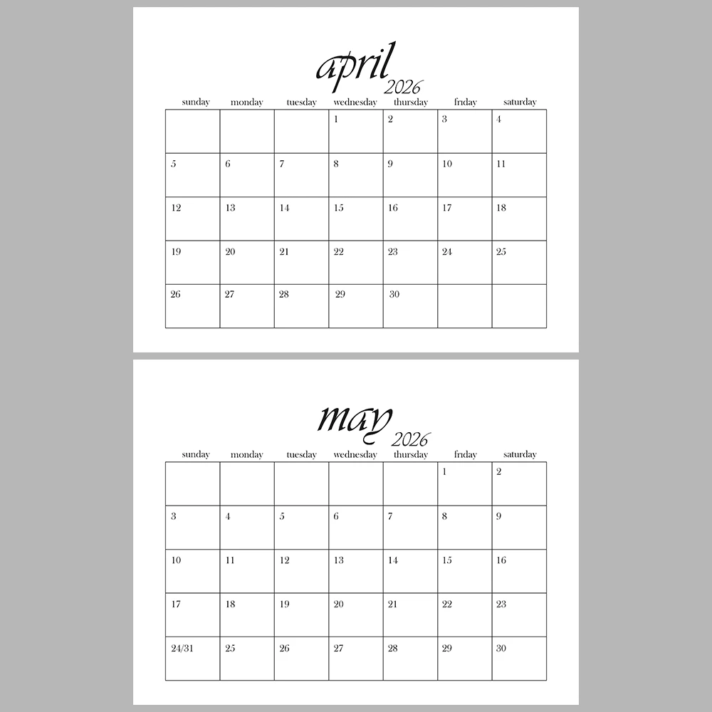 2026 Monthly Calendar