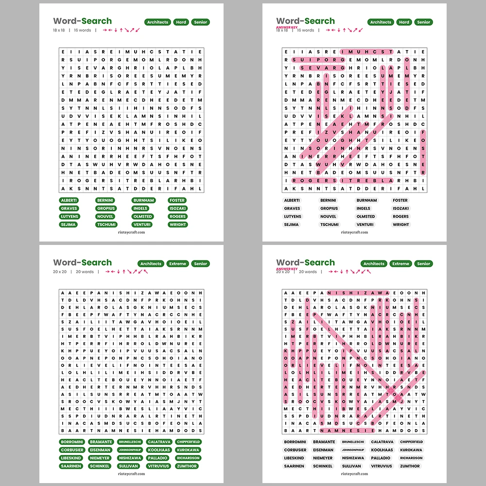 Word Puzzle – Architects – Clothing & Apparel – Themes – Vol. 2